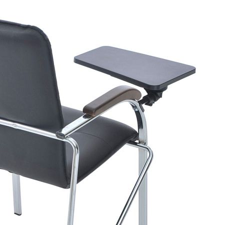 Стул Helmi HL-F05 "Самба СТ" со столиком, каркас металл хром, экокожа, черный, орех BOX1