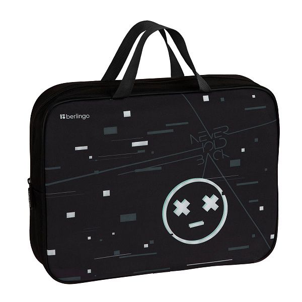 Папка текстильная с ручками 1 отделение, А4 Berlingo "Smile", 350*265*75мм, текстиль, на молнии