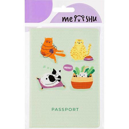 Обложка для паспорта MESHU "Meow", ПВХ, 2 кармана 