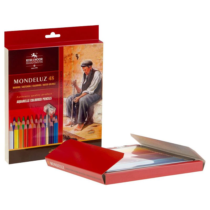 Карандаши акварельные Koh-I-Noor "Mondeluz Old Man", 48цв., заточен., кисть+точилка, картон, европодвес