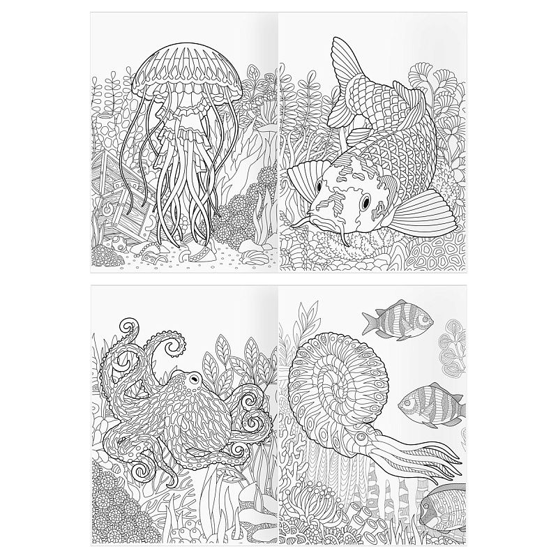 Раскраска А4 ТРИ СОВЫ "Антистресс. Подводное царство", 16стр.