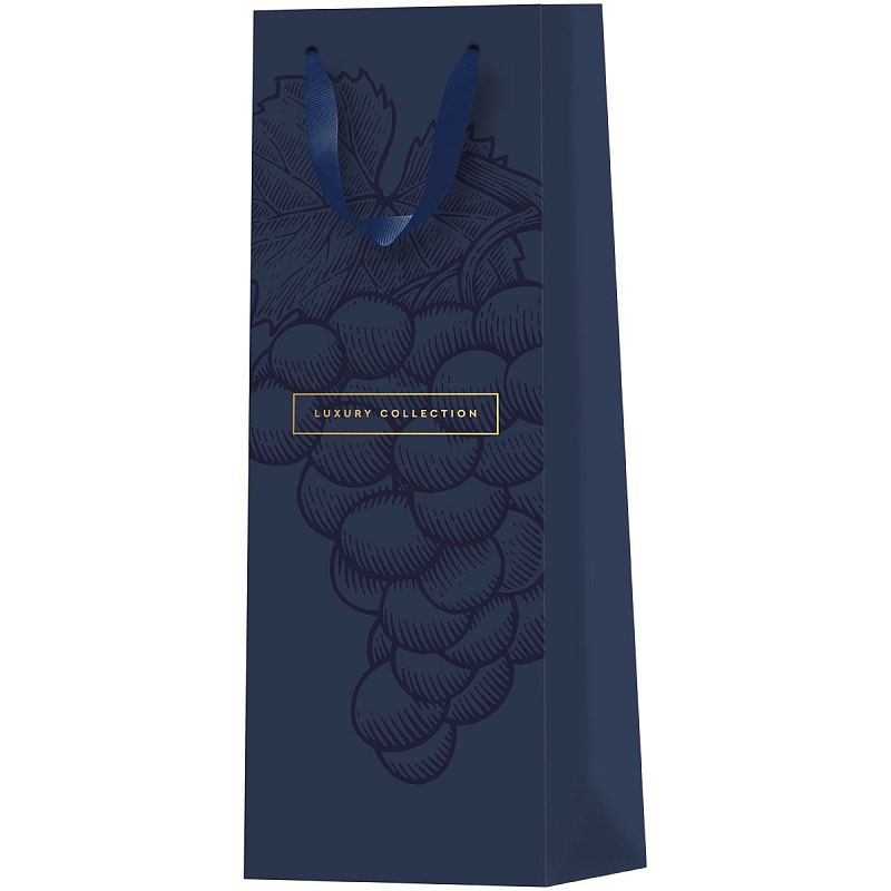 Пакет подарочный 12*36*8,5см MESHU "Grape", матовое ламинирование, отд.фольгой, под бутылку