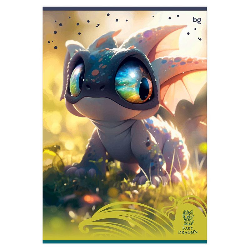 Тетрадь 96л., А4, клетка BG "Baby Dragon", глянцевая ламинация