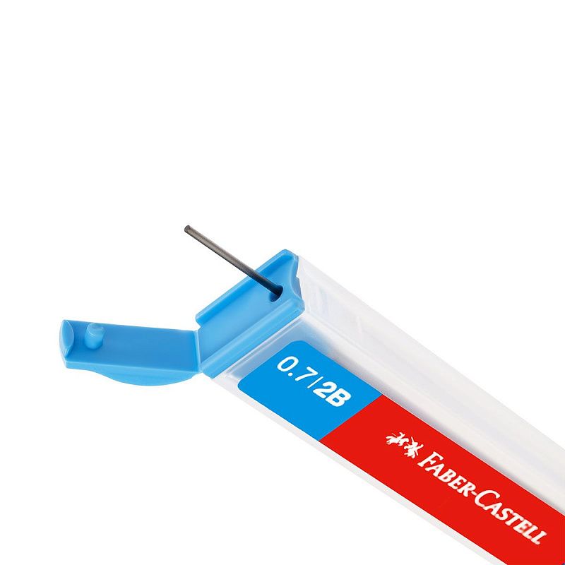 Грифели для механических карандашей Faber-Castell "Polymer", 12шт., 0,7мм, 2B 