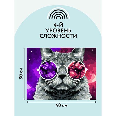 Картина по номерам на холсте ТРИ СОВЫ "Кошачий космос", 30*40, с акриловыми красками и кистями