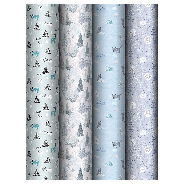 Упаковочная бумага глянц. 70*100см, MESHU "Winter mood", 80г/м2, ассорти 4 дизайна