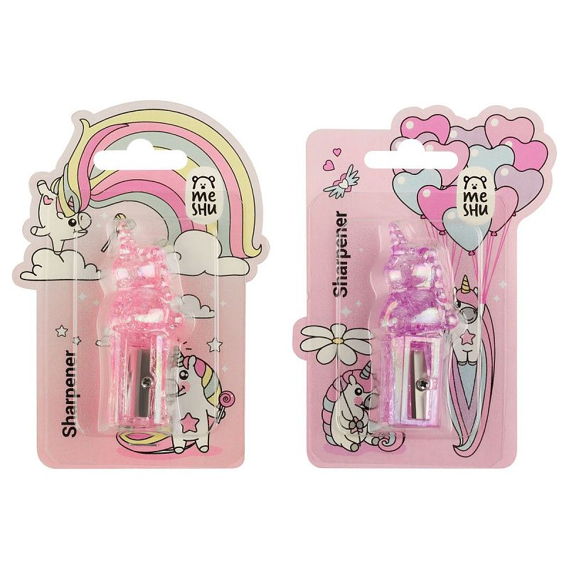 Точилка пластиковая MESHU "Cute unicorn", 1 отверстие, ассорти 
