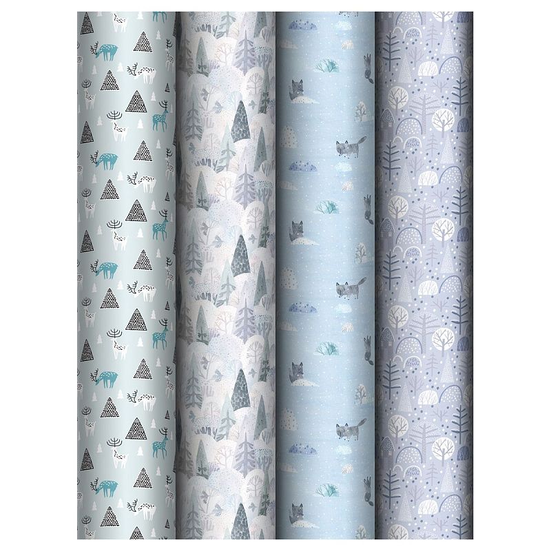 Упаковочная бумага глянц. 70*100см, MESHU "Winter mood", 80г/м2, ассорти 4 дизайна