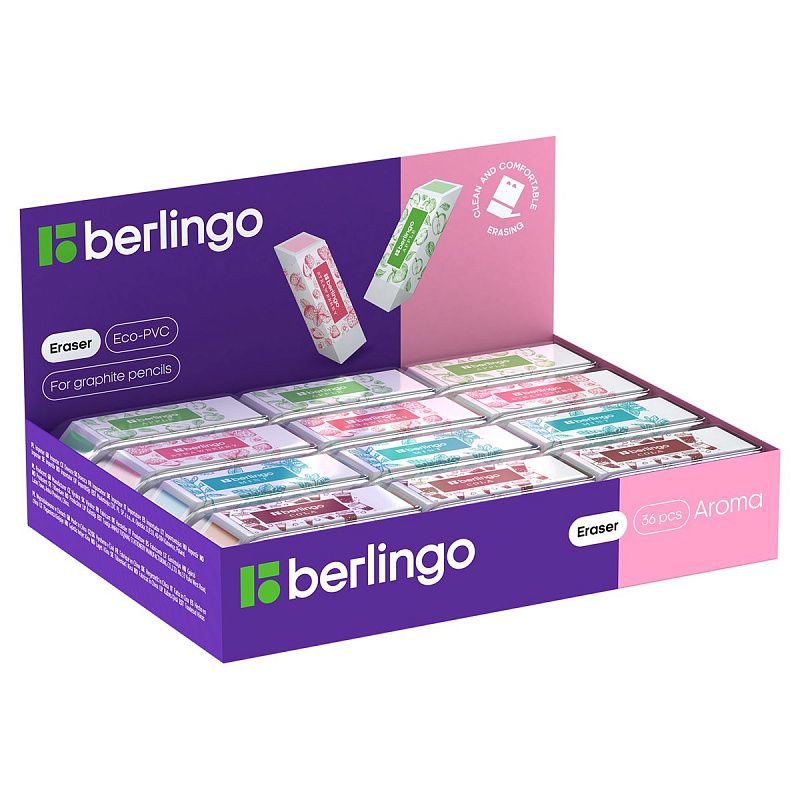 Ластик Berlingo "Aroma", прямоугольный, скошенный, 58*22*20мм 