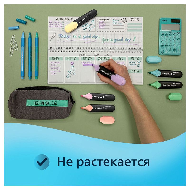 Набор текстовыделителей Schneider "Job" 06цв., пастельные ассорти, 1-5мм, прозрачный чехол 