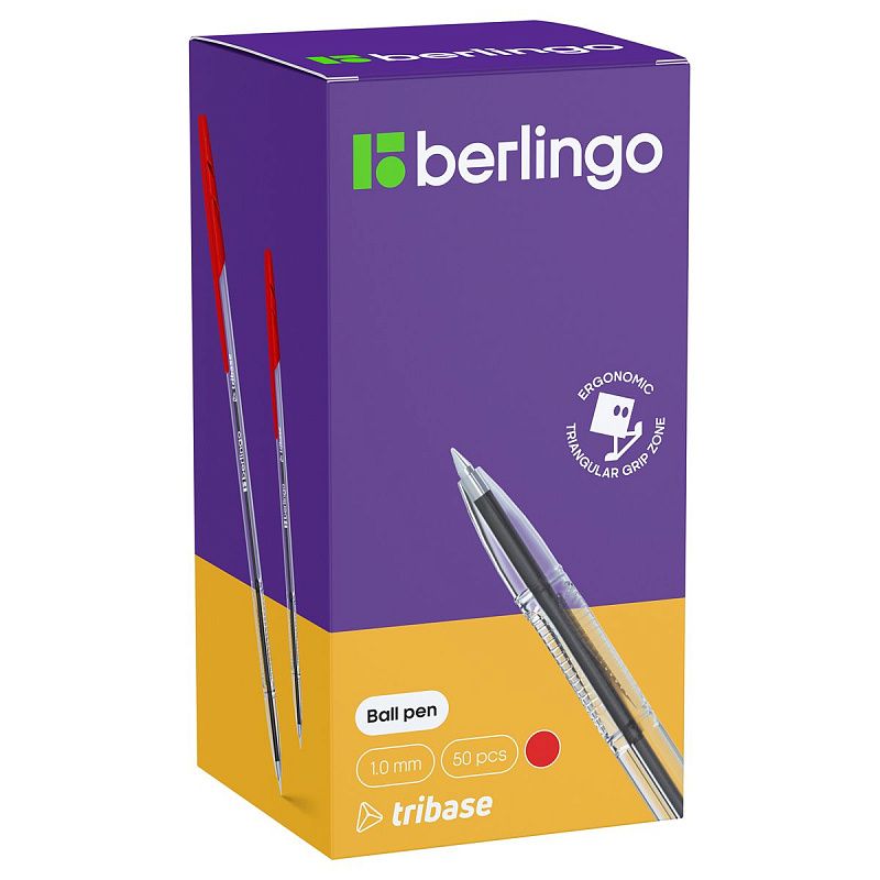 Ручка шариковая Berlingo "Tribase" красная, 1,0мм 