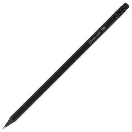 Карандаши чернографитные BRAUBERG НАБОР 6 шт., "Black Jack", НВ, с резинкой, черные, дерево, заточенные, 180608 