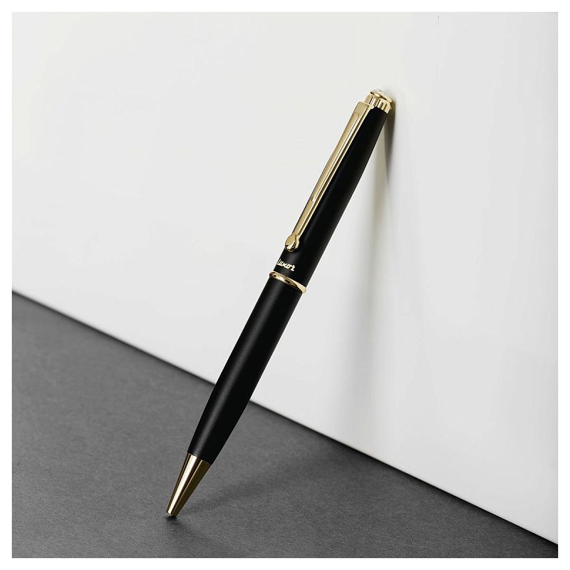 Ручка шариковая Luxor "Lancia" синяя, 0,7мм, корпус черный/золото, поворотный механизм, футляр 