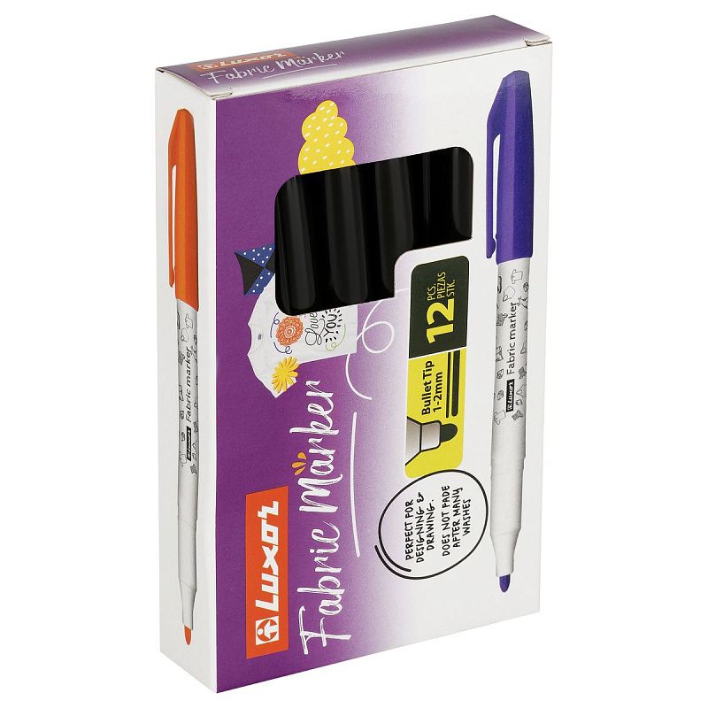 Маркер для ткани Luxor "Fabric" черный, пулевидный, 1-2мм 