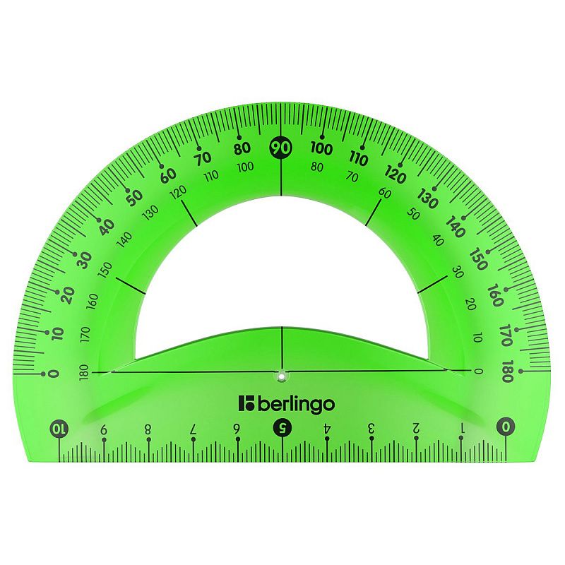 Транспортир 10см, 180° Berlingo "Flexy", пластиковый, гибкий, ассорти, европодвес 