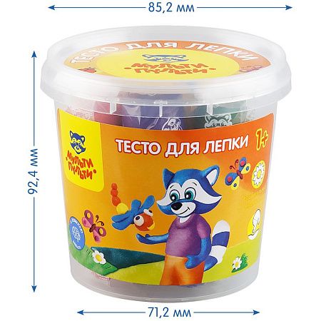 Тесто для лепки Мульти-Пульти "Енот в деревне", 07 цветов*30г, пластиковый стакан