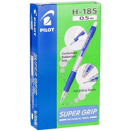 Карандаш механический Pilot "Super Grip" 0,5мм, с ластиком, синий корпус 