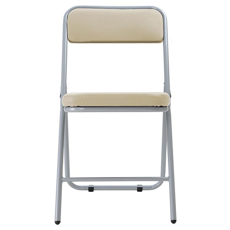 Стул Helmi HL-F06 "Golf", складной, каркас металл серебро, экокожа, бежевый BOX4