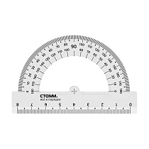 Транспортир 8см, 180° СТАММ, пластиковый, прозрачный, бесцветный