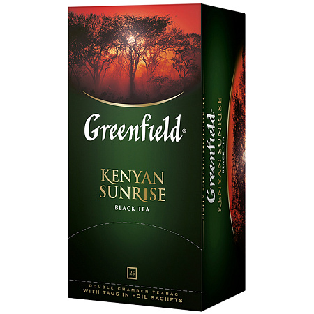 Чай Greenfield "Kenyan Sunrise", черный, 25 фольг. пакетиков по 2г