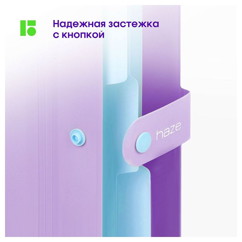 Папка 5 отделений Berlingo "Haze", А4, 600мкм, на кнопке, сиреневая, софт-тач 