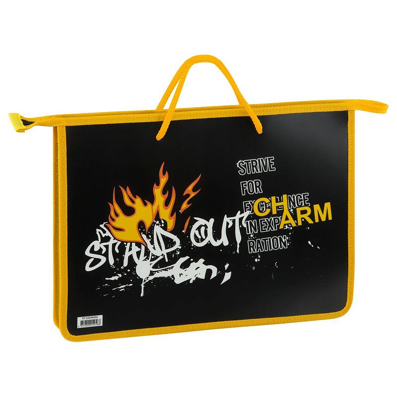 Папка с ручками А4 ArtSpace "Fire smile", пластик, на молнии, 45мм 