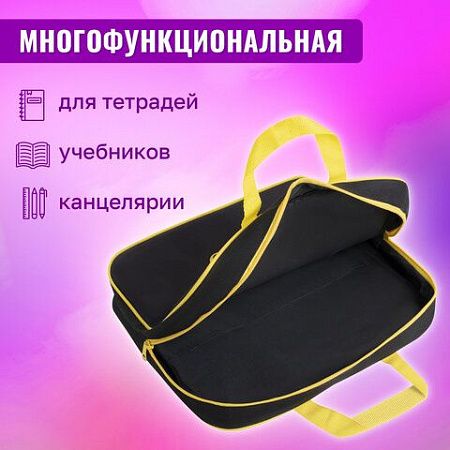 Папка на молнии с ручками BRAUBERG А4, 1 отделение, полиэстер, 80мм, Dark cat, 272178 
