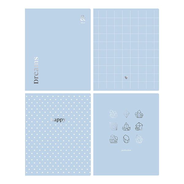 Тетрадь 80л., А5, клетка BG "Blue&silver", тиснение фольгой