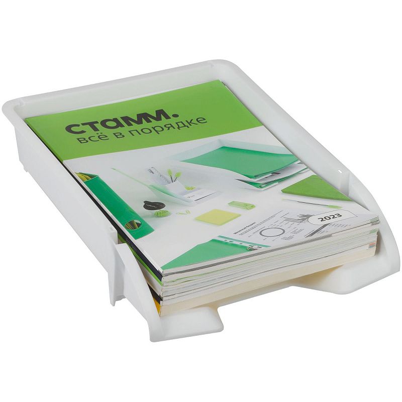 Лоток для бумаг горизонтальный СТАММ "Лидер", белый
