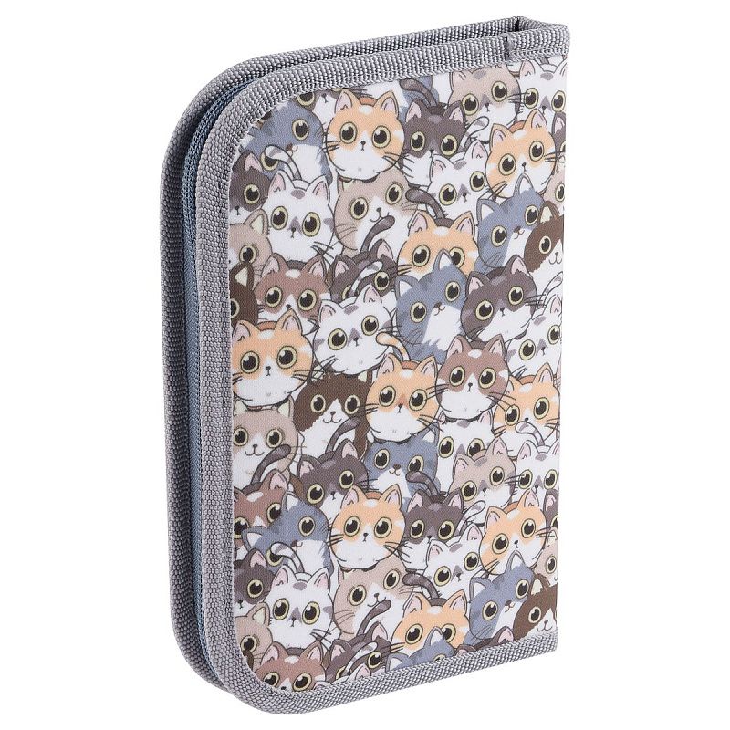 Пенал 1 отделение, 200*130 ArtSpace "Cute Cats", доп. секция, ткань 