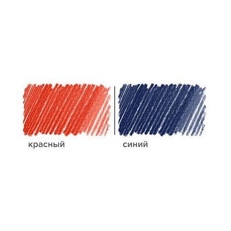 Карандаш двухцветный, красно-синий, утолщённый, BRAUBERG, заточенный, грифель 4,0 мм, 181262 