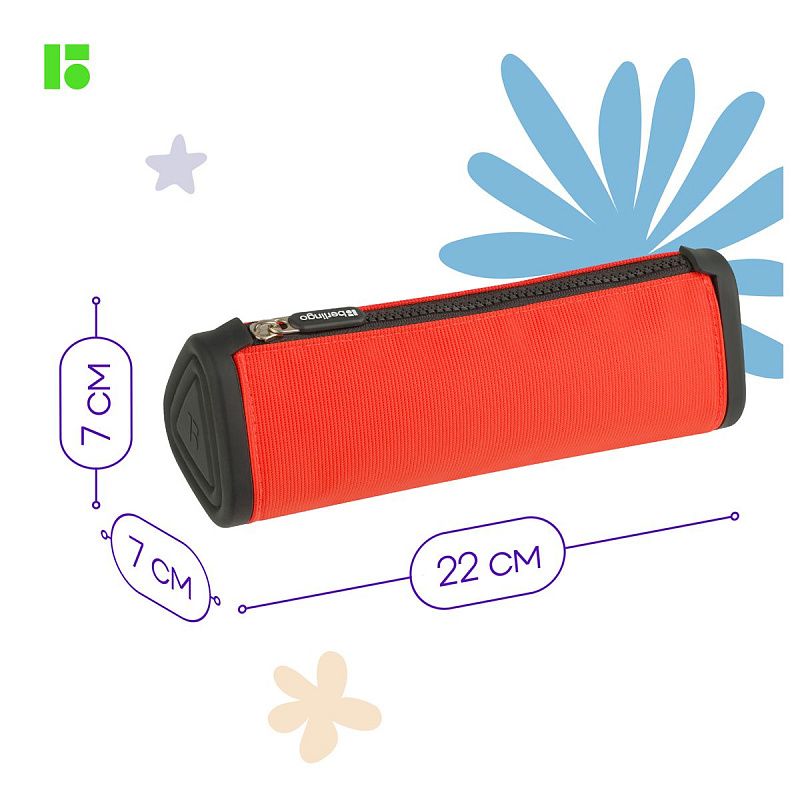 Пенал мягкий 1 отделение, 220*70*70 Berlingo "Black and orange", полиэстер 