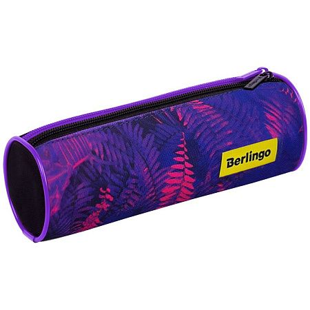 Пенал-тубус 2 отделения, 210*70 Berlingo "Flora neon", полиэстер 