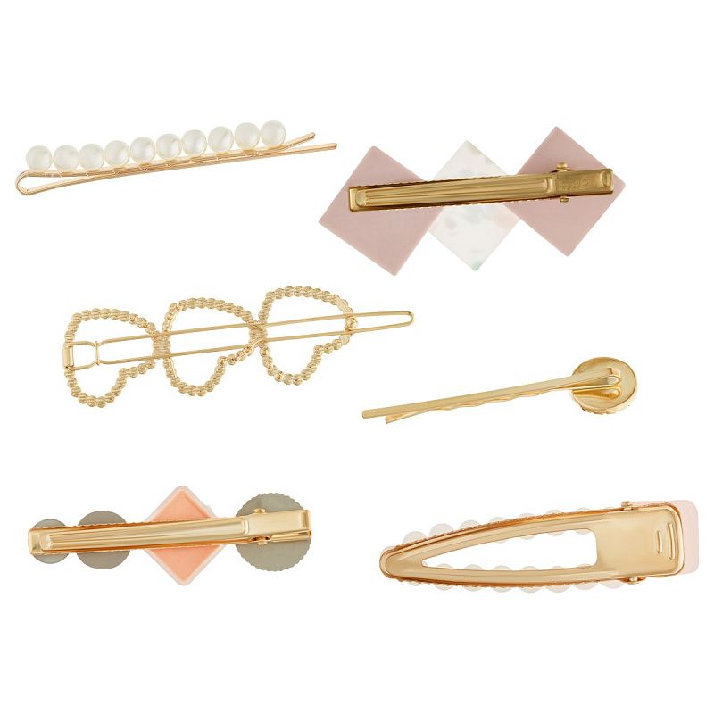 Заколки для волос MESHU, цвет розовый жемчуг, 6шт., европодвес