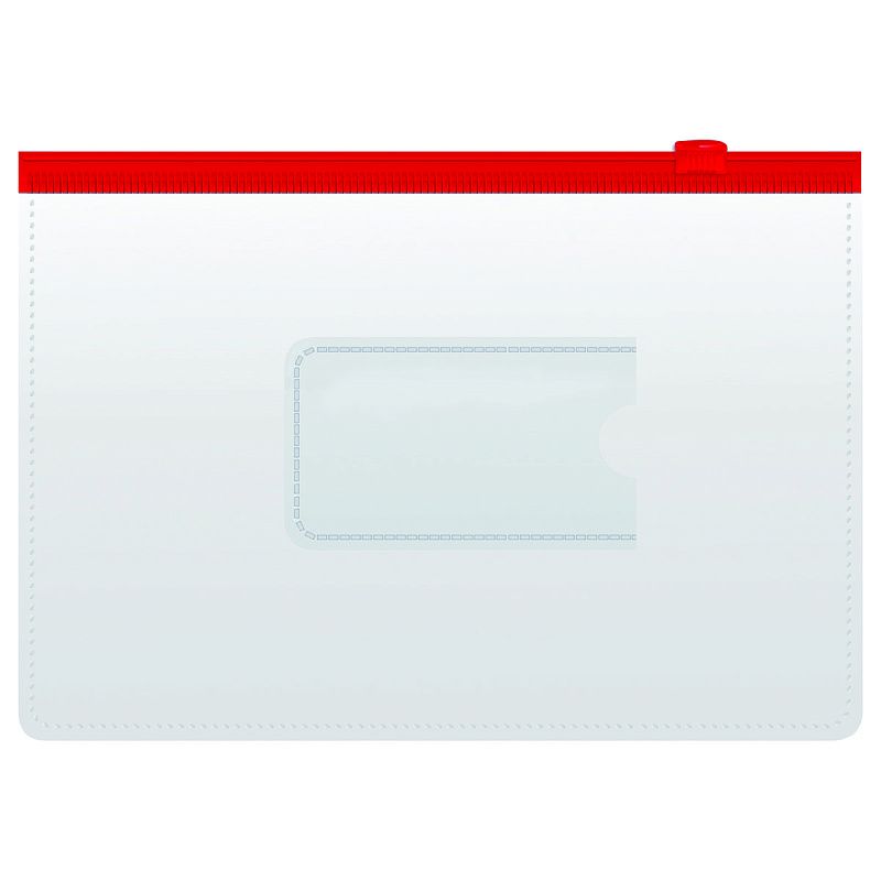 Папка-конверт на zip-молнии СТАММ А5, ПВХ, 120мкм, прозрачная, цветная молния, карман, ассорти 