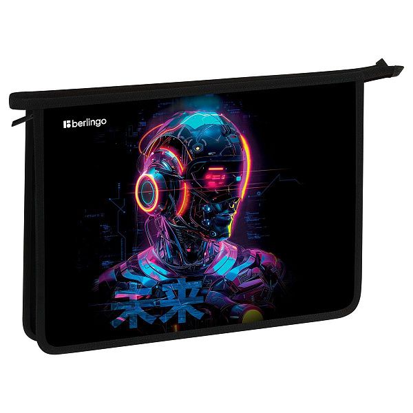 Папка для тетрадей 1 отделение, А4 Berlingo "Cyberpunk", 340*245*40 мм, пластик, на молнии