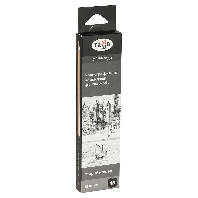 Карандаш ч/г Гамма "Старый мастер", 4B, заточен. 