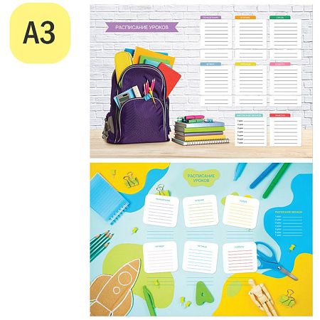 Расписание уроков с расписанием звонков А3 ArtSpace "School"