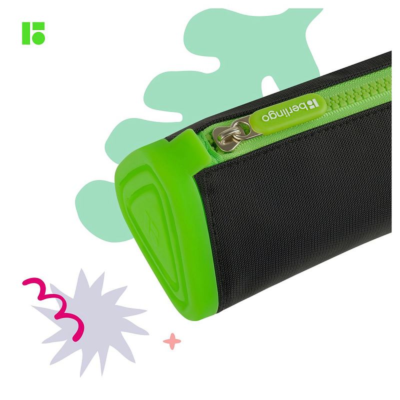 Пенал мягкий 1 отделение, 220*70*70 Berlingo "Black and green", полиэстер 