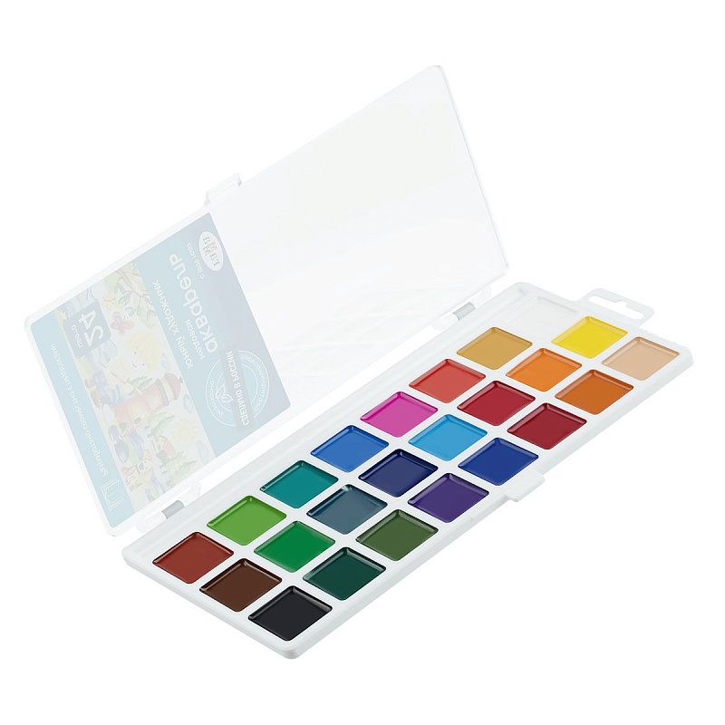 Акварель Гамма "Юный художник", медовая, 24 цвета, без кисти, пластик. упак., европодвес