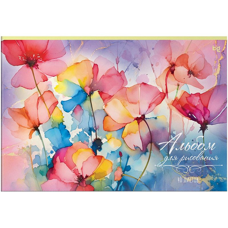 Альбом для рисования 40л., А4, на скрепке BG "Цветочная фантазия"