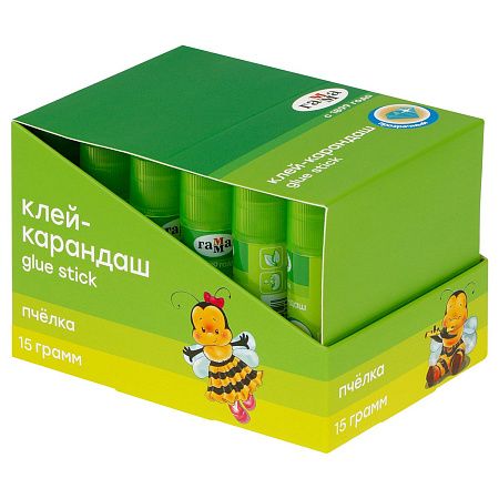Клей-карандаш Гамма "Пчелка", 15г, прозрачный, ПВП