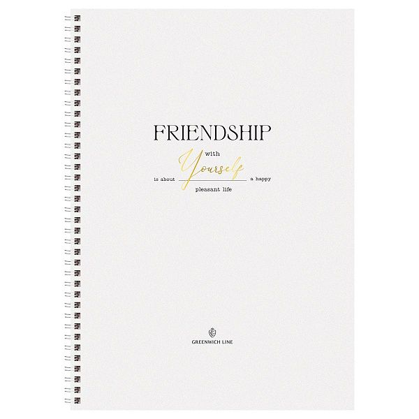 Тетрадь 80л., А4, клетка на гребне GreenwichLine "Friendship", матовая ламинация, тиснение фольгой, 80г/м2