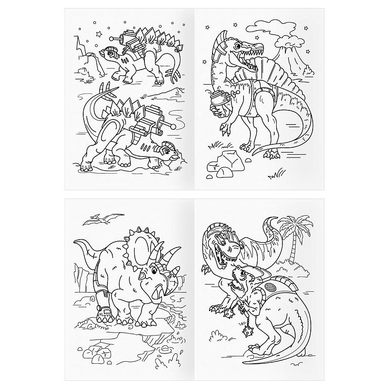 Раскраска А4 ТРИ СОВЫ "В гости к динозаврам", 8стр.