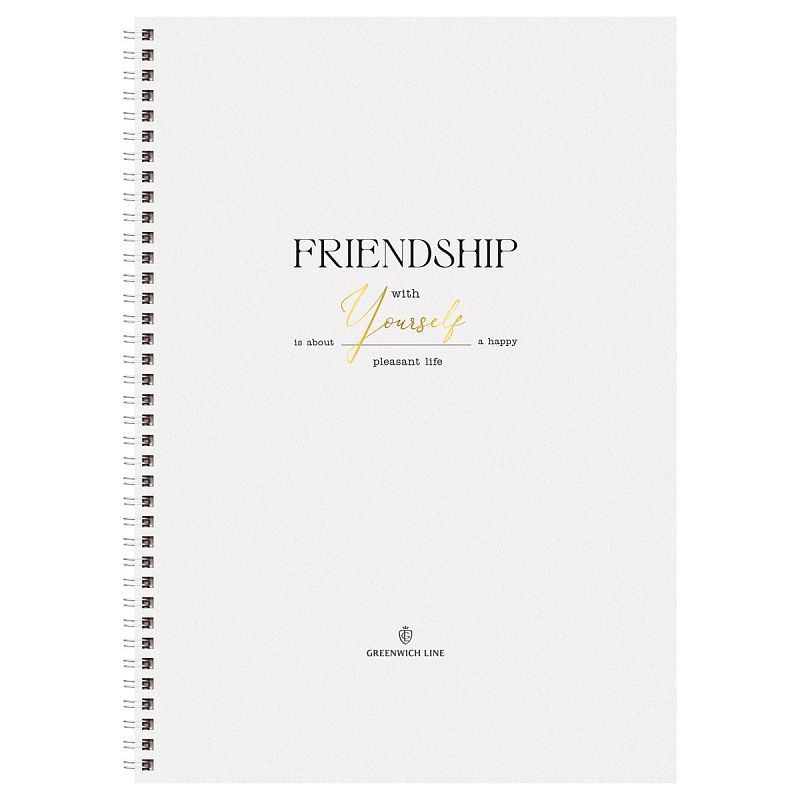 Тетрадь 80л., А4, клетка на гребне GreenwichLine "Friendship", матовая ламинация, тиснение фольгой, 80г/м2
