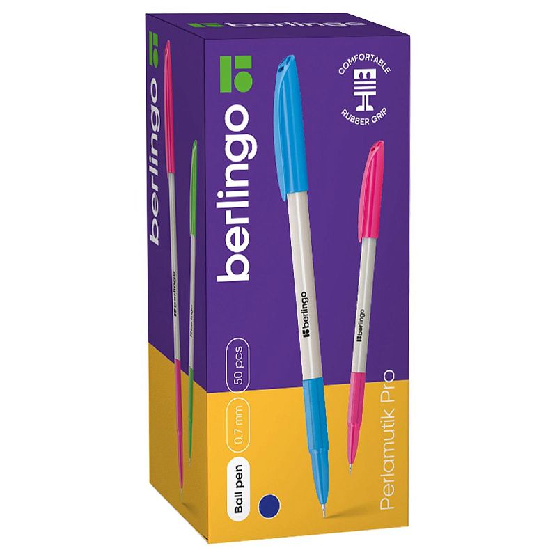Ручка шариковая Berlingo "Perlamutik Pro" синяя, 0,7мм, грип 
