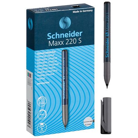 Маркер перманентный Schneider "Maxx 220 S" черный, игольчатый, 0,4мм 