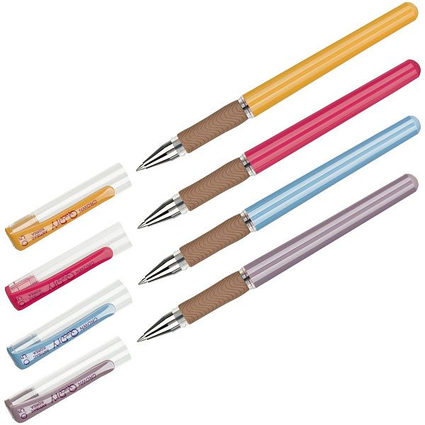 Ручка гелевая Crown "Quick Dry" с быстросохнущими чернилами и антибактериальным грипом, черная, 0,5мм, корпус ассорти