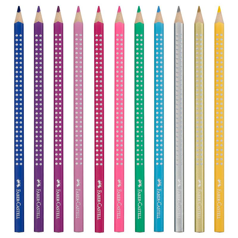 Карандаши цветные Faber-Castel "Sparkle", 12 цв., трехгран., метал. короб