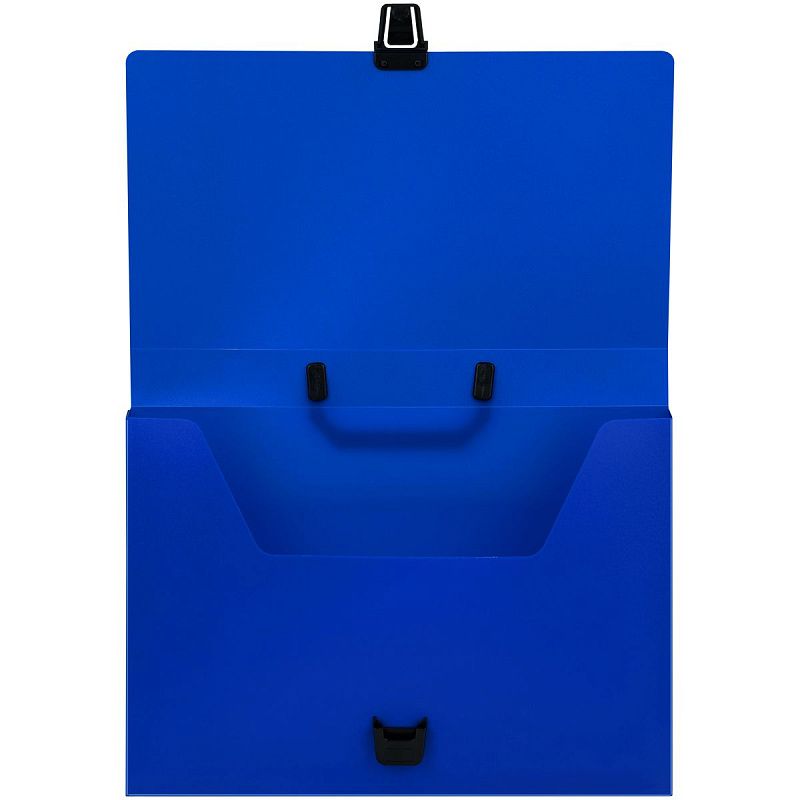 Папка-портфель 1 отделение СТАММ А4, 600мкм, на замке, пластик, синий 